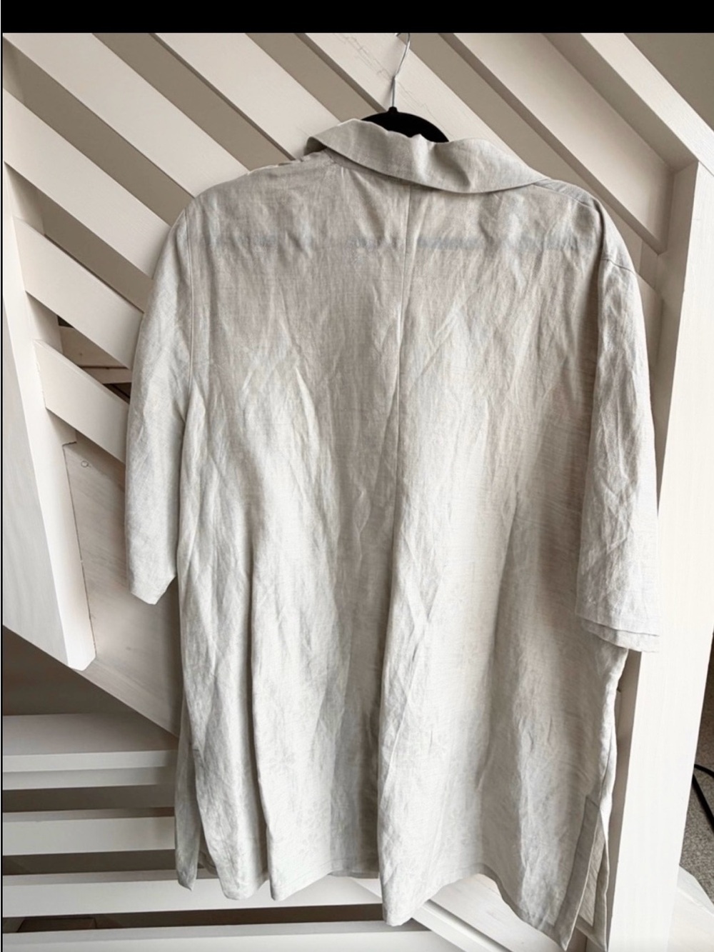 Marina Rinaldi Linen Tunic/ Mini Dress Oversized Button Front Italy Neutral - Picture 3 of 9